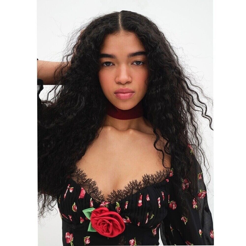 NWT For Love and Lemons Wren Mini Dress Black Multi XS $269 - Picture 4 of 9